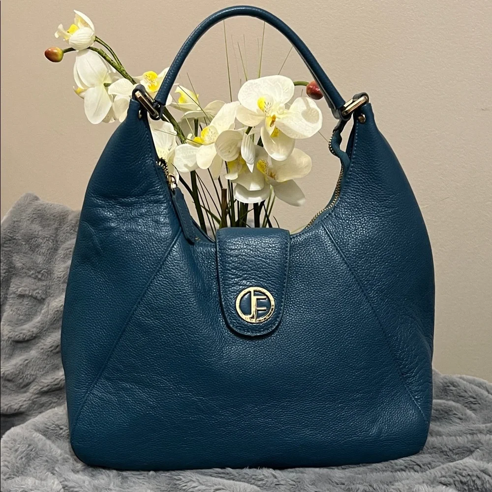 Jack French London Chic Teal Leather Hobo Bag EUC Retail $189